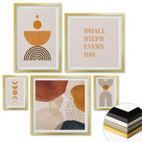 WANDBILDER 5er Set - 50x50 cm & 20x30 cm & 40x60 cm Goldrahmen - Boho-minimalistische Dekorationen - Goldfarben, Kunststoff (40/60cm) - ArtPrintCave