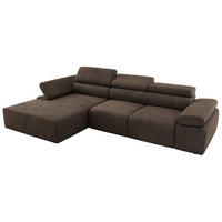 ECKSOFA RILASSO L Braun Velvet - links - Schwarz/Braun, Kunststoff/Textil (296/174cm) - MKS