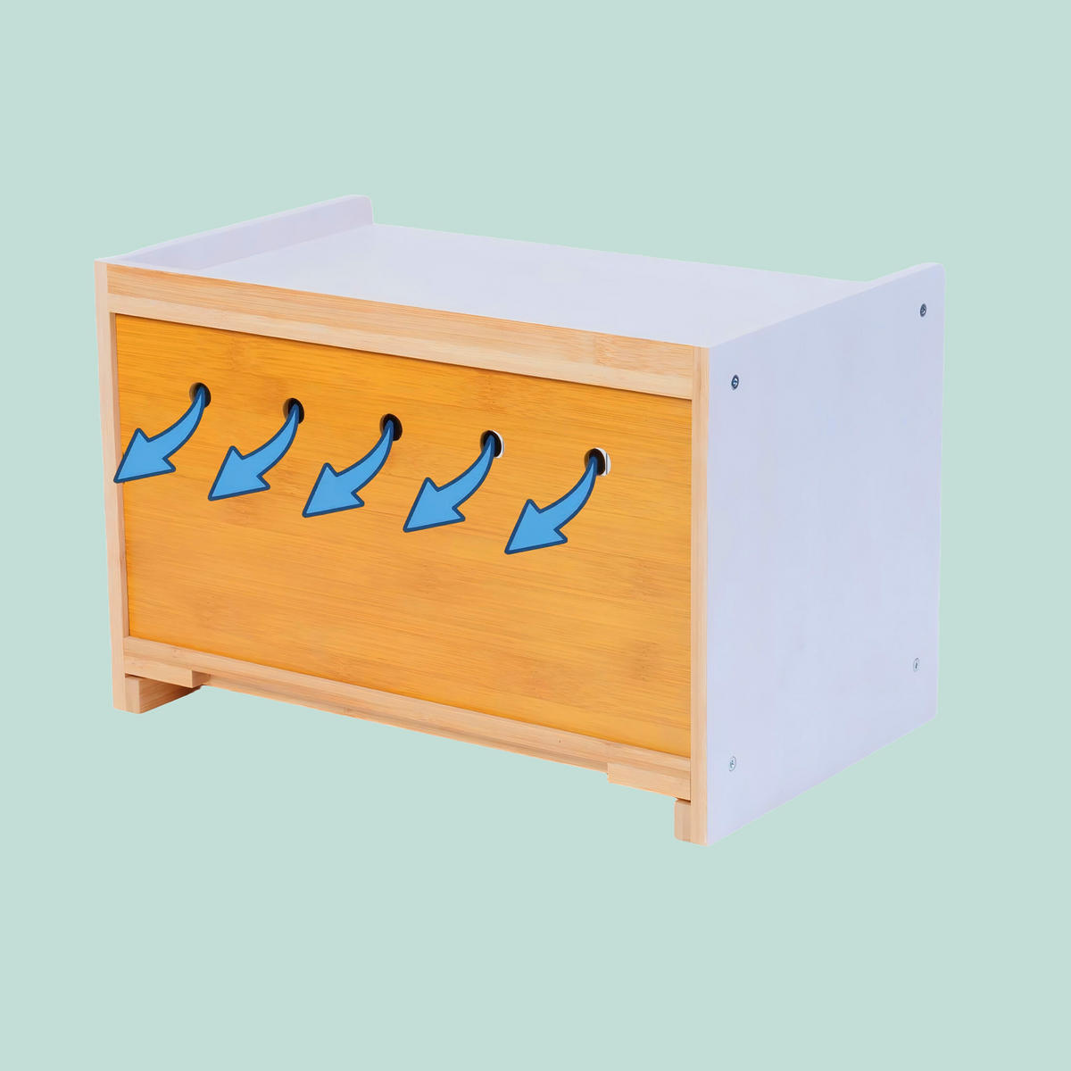 DÓZA na chlieb - biela, drevo/plast (40/26/25cm) - Relaxdays