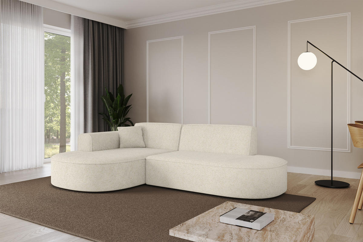 ECKSOFA Ottomane Links MARI-L1 - 243x171x79 cm Creme Tissu - Creme/Schwarz, Holzwerkstoff/Kunststoff (243/171cm) - ALTDECOR
