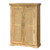 MASSIVES HIGHBOARD mit 2 Türen - Mango / Beige - Beige/Goldfarben, Naturmaterialien/Holz (100/145/40cm) - home24