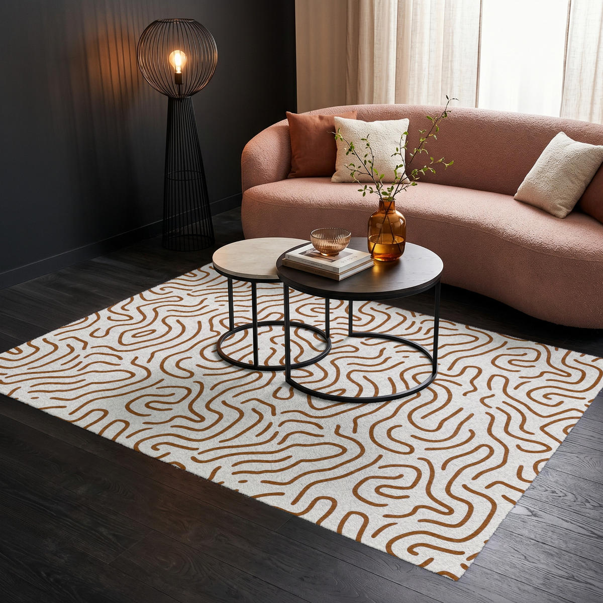 KOBERCE - Minimalistický - Vzor - Terakota - 200x140 cm - hnedá, textil/plast (200/0.4cm) - OnlyWow