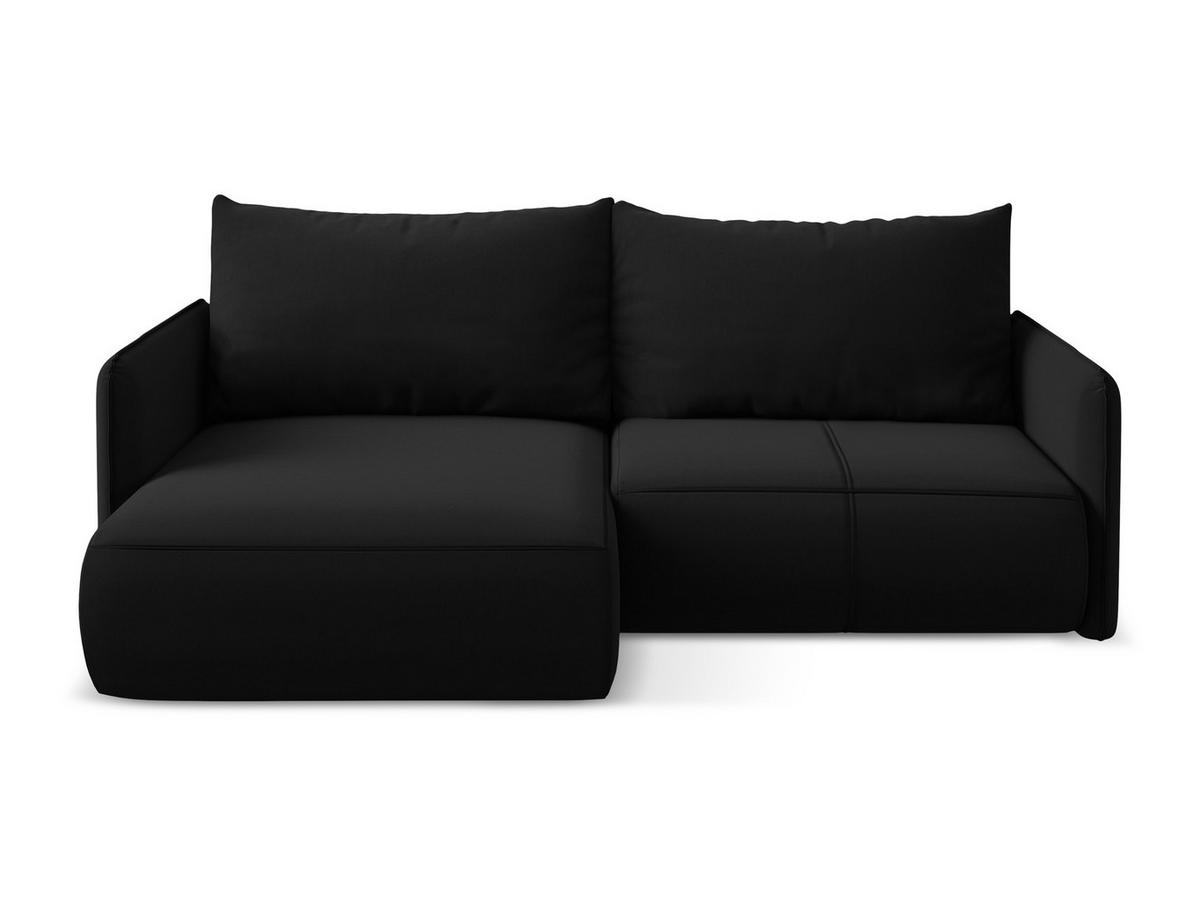 ECKSOFA mit Schlaffunktion Samt Stoff Schwarz - Schwarz, Kunststoff/Textil (148/207cm) - Makamii