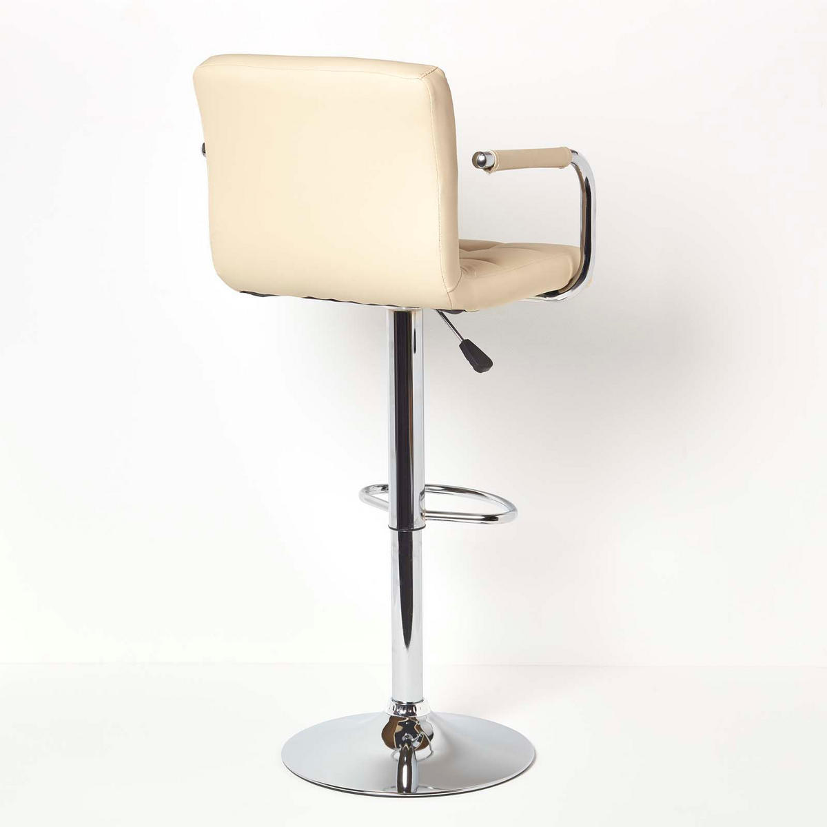 BARSTUHL Bramley mit Lehne, Kunstleder, drehbar & höhenverstellbar - Creme, Textil (44/113/44cm) - Homescapes