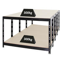 WERKBANK Tiger 4er-Set mit 4x 300 kg pro Fachboden 90x140x60 cm Schwarz - Schwarz, Metall (560/90/60cm) - PROREGAL