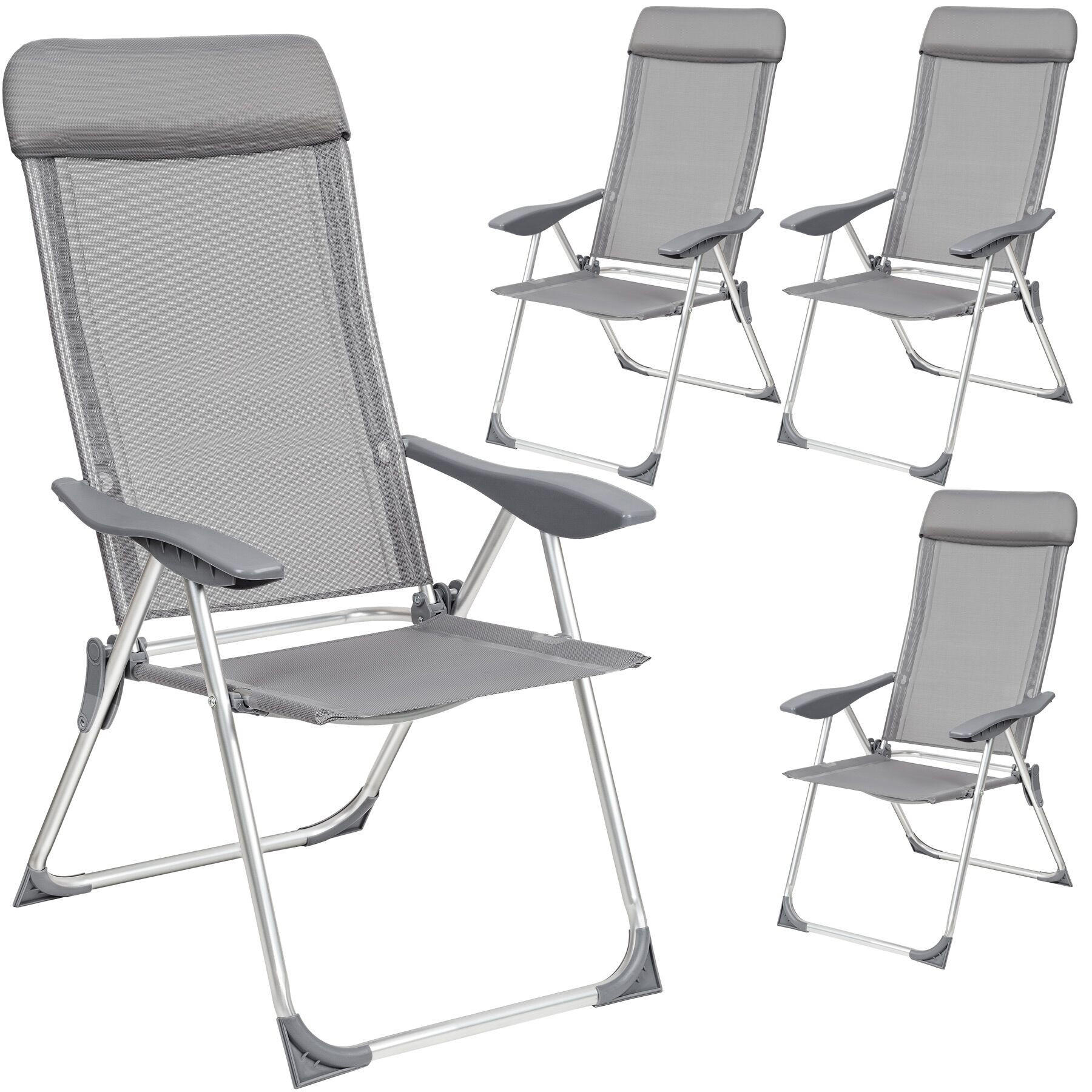 GARTENSTUHL 4er Set Maurine, 73 x 59 x 110 cm,grau - Grau, Metall (59/110/73cm) - tectake