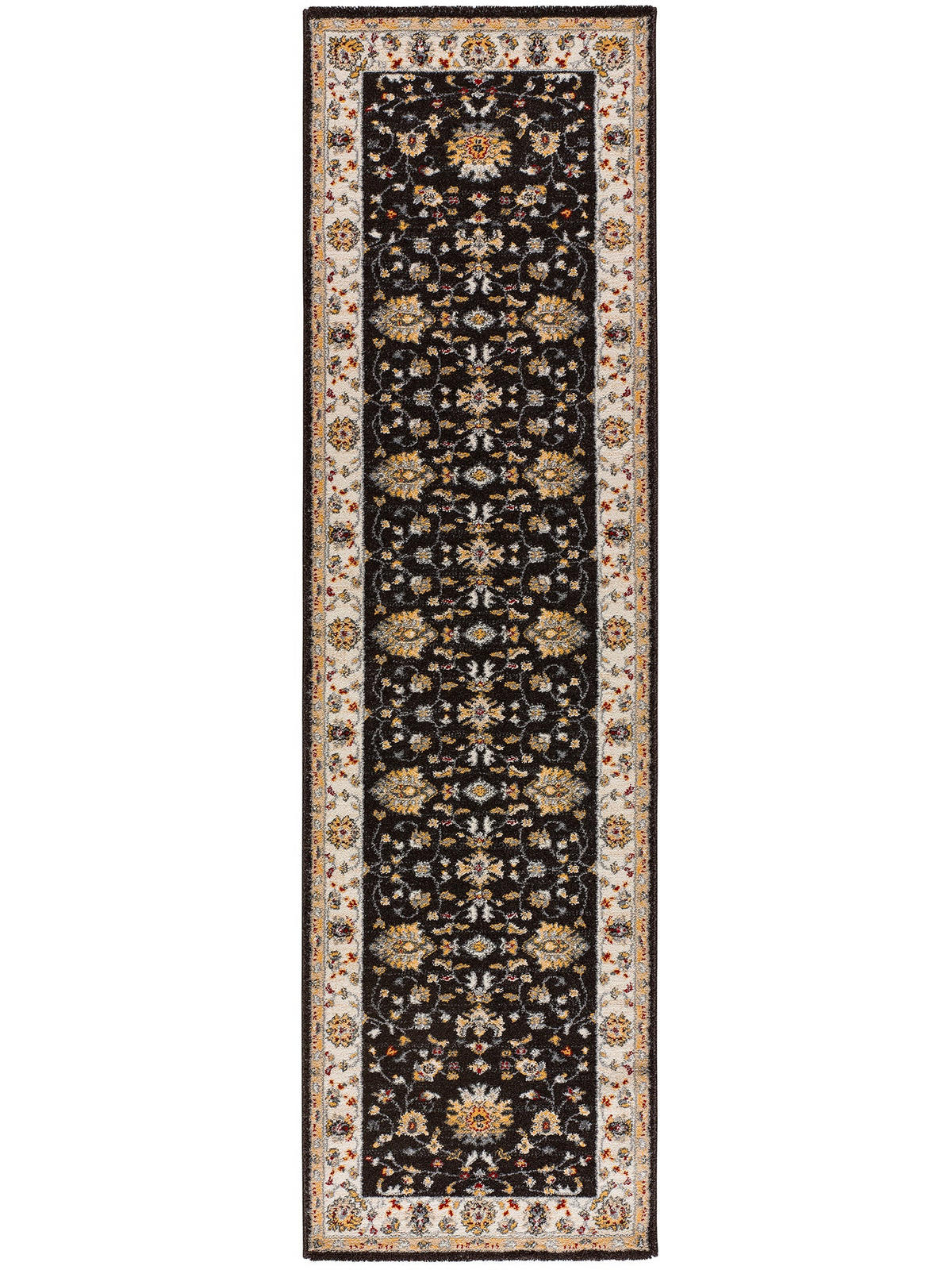 VINTAGE-TEPPICHE Anthrazit Classic 67/250 cm - Anthrazit/Creme, Naturmaterialien/Textil (67/250cm) - Atticgo