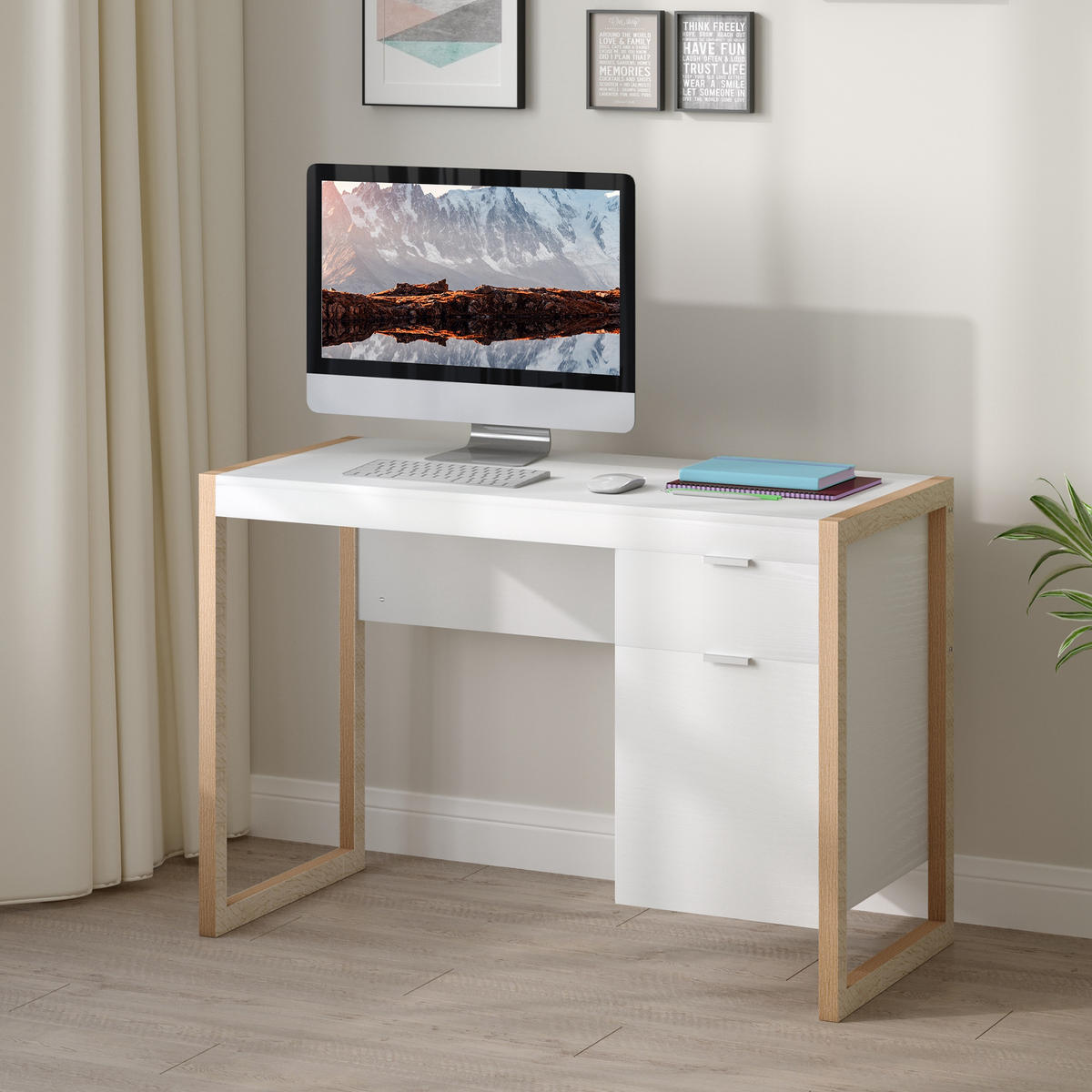 BÜROTISCH Weiß 1 Stück - Weiß, Holzwerkstoff (50/112.5/75.5cm) - GiPP