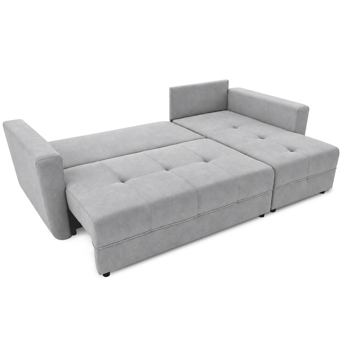ECKSCHLAFSOFA Verona mit Bettkasten und universeller Ottomane 240 cm, Grau - Grau, Textil (240/148cm) - Beautysofa