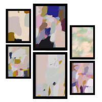 POSTER Set Mit 6 Farbe Stokes In Zusammenfassungen A3 & A4 Schwarzer Rahmen - Schwarz, Papier (29/3cm) - Nacnic