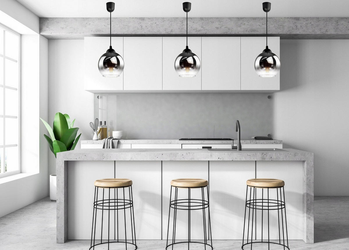 PENDELLEUCHTE MASUR - Transparent/Anthrazit, Glas/Metall (15/15/80cm) - kiki design