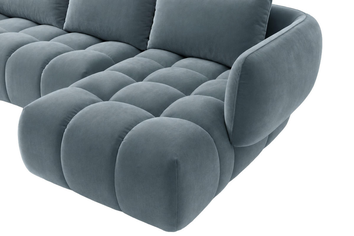 ECKSOFA L-Form, Veloursstoff Bluvel, Blaugrau, Rechts, SEVIO L - Blaugrau, Holz (242/175cm) - Kaiser Möbel