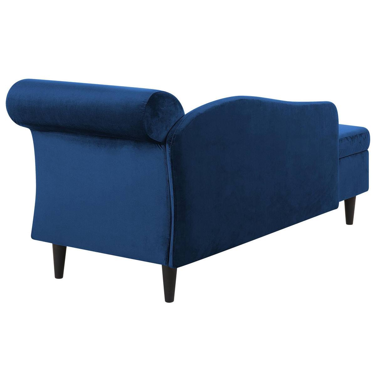 CHAISELONGUE Samtstoff marineblau rechtsseitig Luiro - Blau/Dunkelbraun, Textil (160/77/70cm) - Beliani
