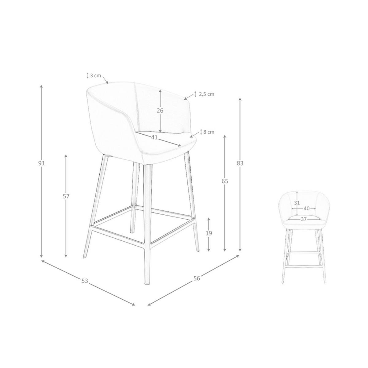 BARHOCKER Grauer Kunstlederhocker 56/53/91 cm - Braun/Grau, Leder (56/91/53cm) - ANGEL CERDA