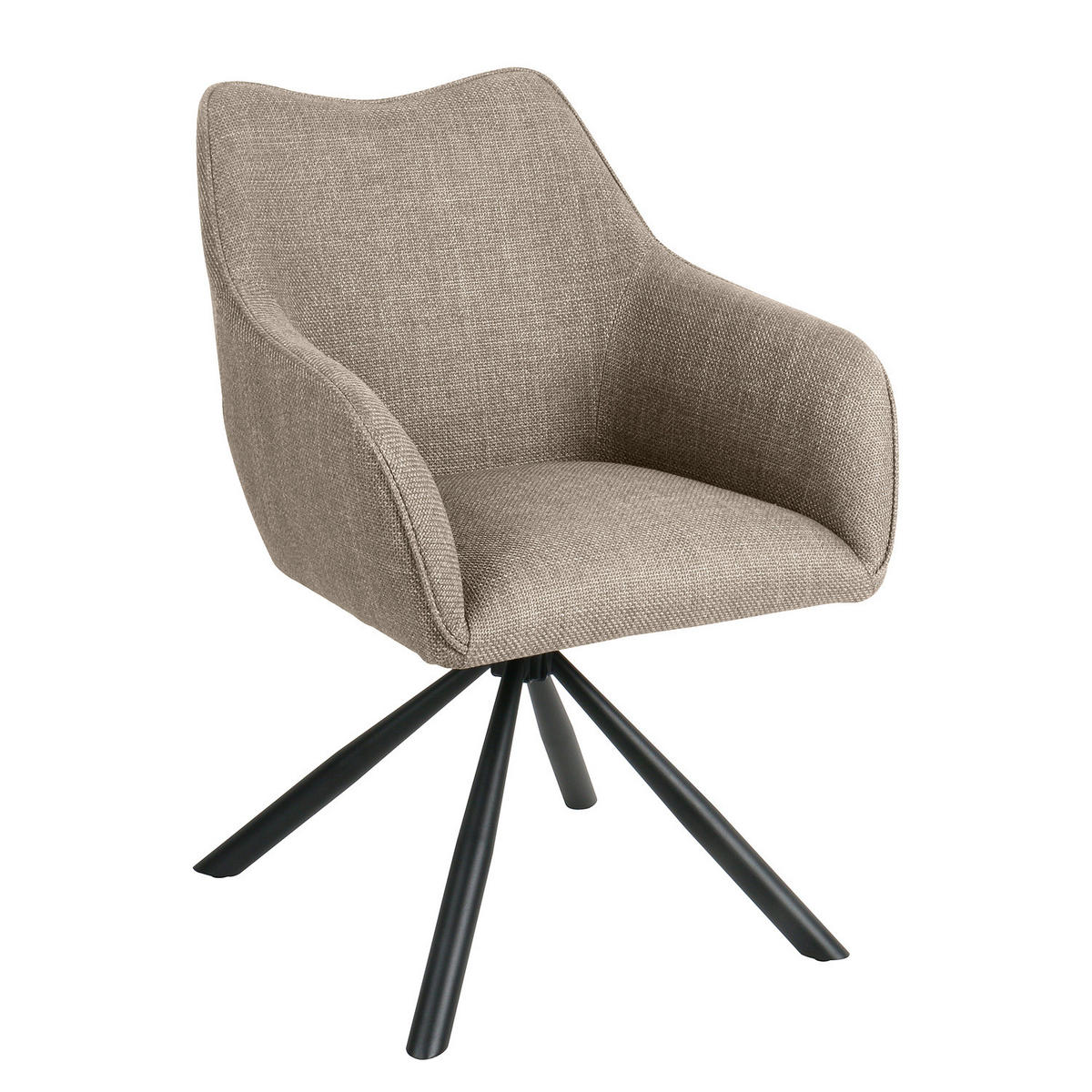 ARMLEHNENSTUHL - 2er-Set - Taupe/Schwarz, Textil/Metall (63/83/60cm) - home24