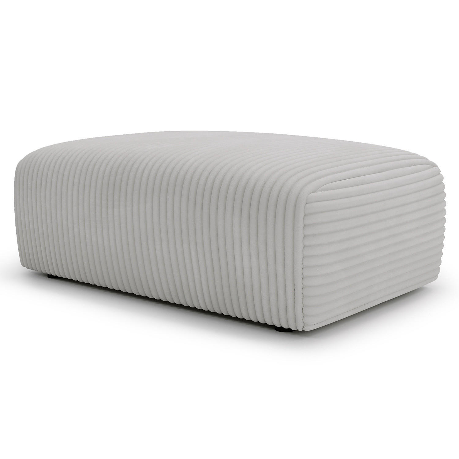 POLSTERHOCKER - Cord - Hellgrau/Schwarz, Kunststoff/Textil (110/40/72cm) - home24