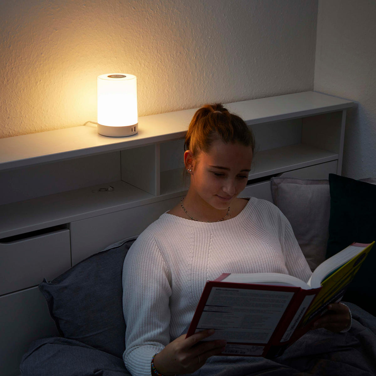 LED-TISCHLEUCHTE - dimmbar mit Farbwechsel, Touch-Taste und USB-Ladeports in Silber - Silberfarben, Kunststoff (10.6/10.6/14.6cm) - Northpoint