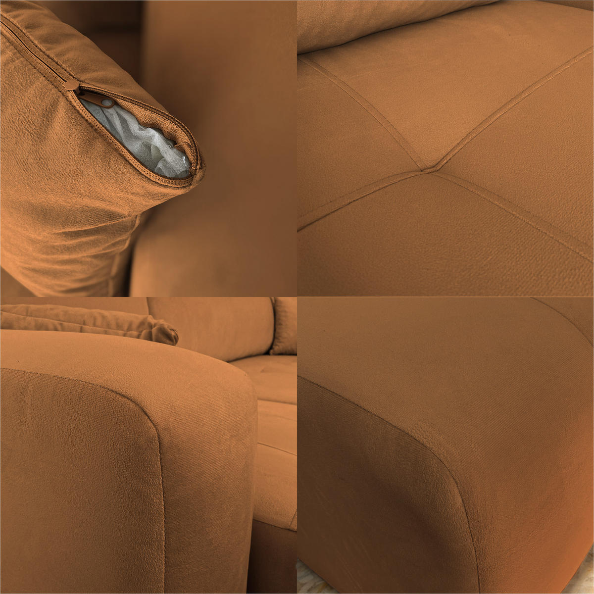 ECKSOFA Senfgelb Velours mit Bettkasten und Schlaffunktion - Honig, Textil (248/145cm) - Idohome