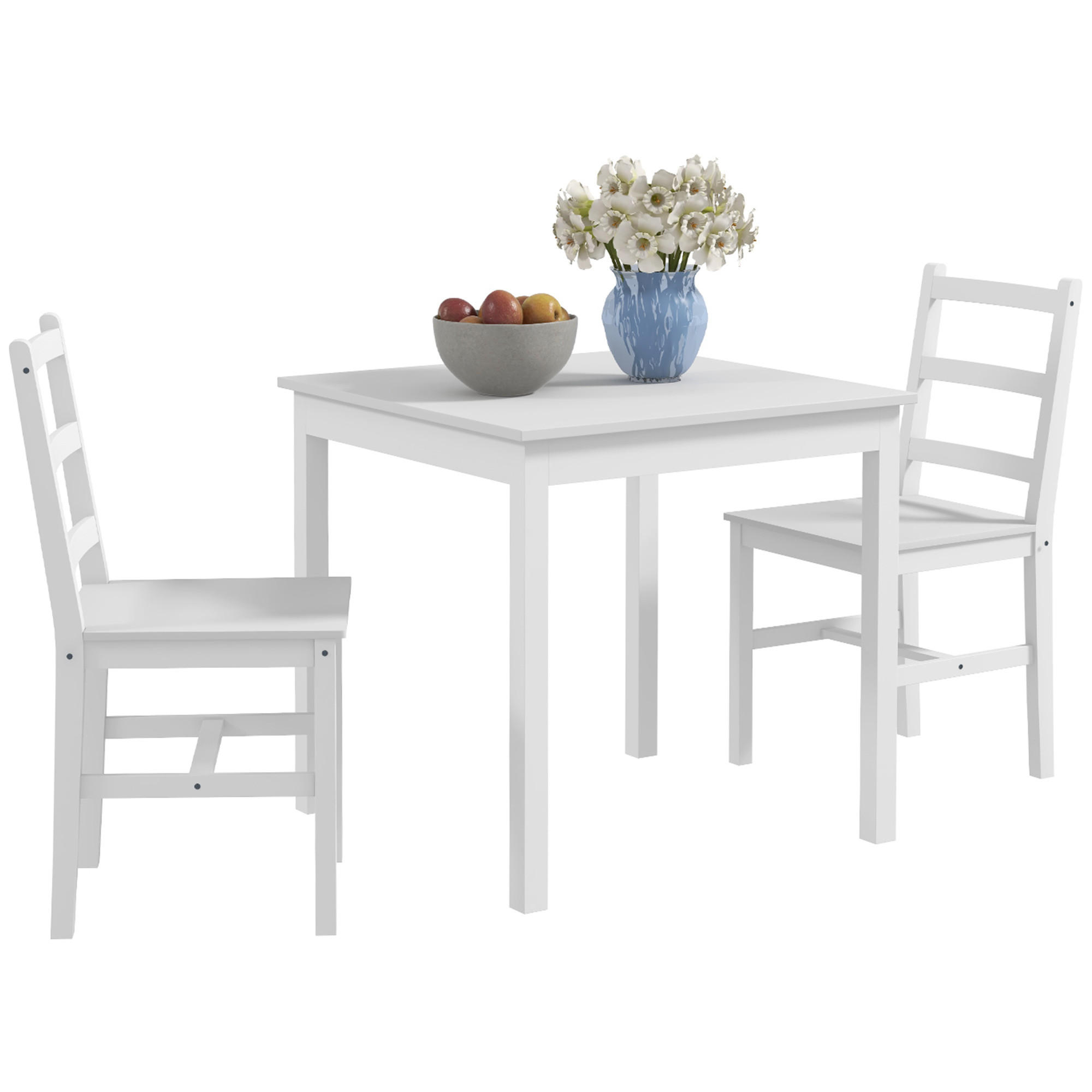 ESSGRUPPE, Kiefernholz, Weiß - Weiß, Holz (75/73/75cm) - HOMCOM