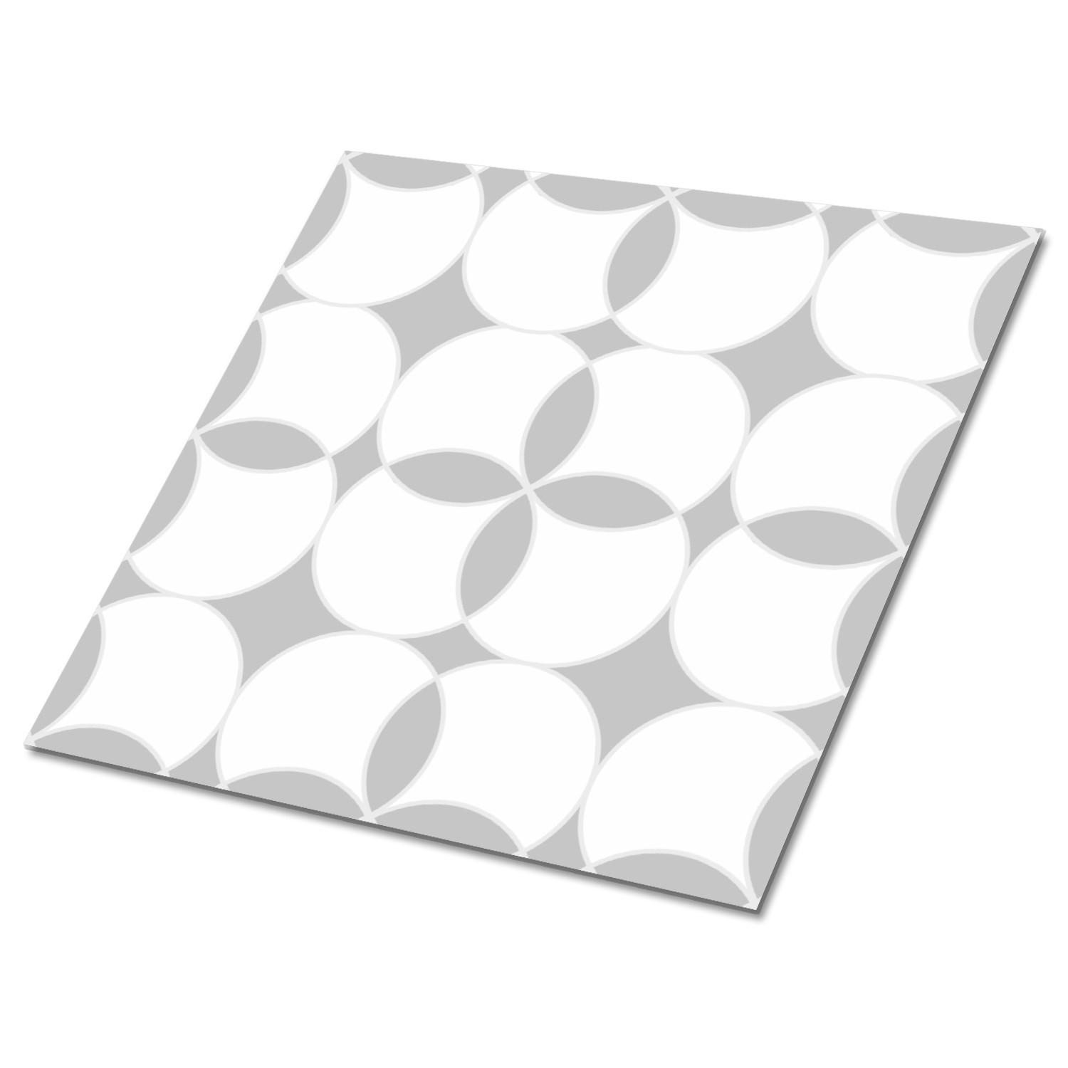 FLIESENAUFKLEBER 9 Stück 30x30 cm selbstklebend Geometrische Kreise - Grau, Textil (30/1.6/30cm) - TULUP
