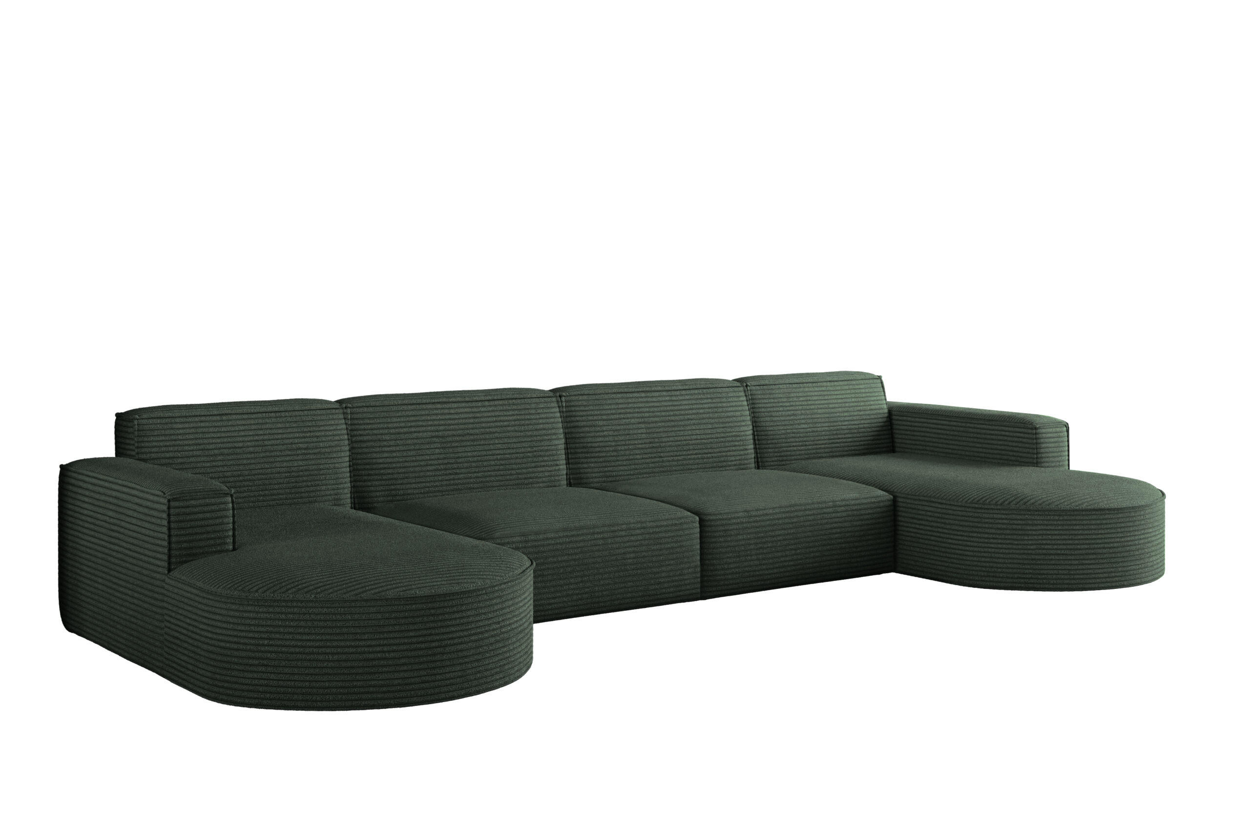 ECKSOFA U-Form XL Designer MODENA stoff Dicker Cord Poso Grün - Grün, Holz (165/382cm) - Kaiser Möbel