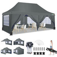 FALTPAVILLON 3 x 6 m Dunkelgrau Wasserdicht mit 6 Seitenteilen - Grau, Textil (300/300/600cm)