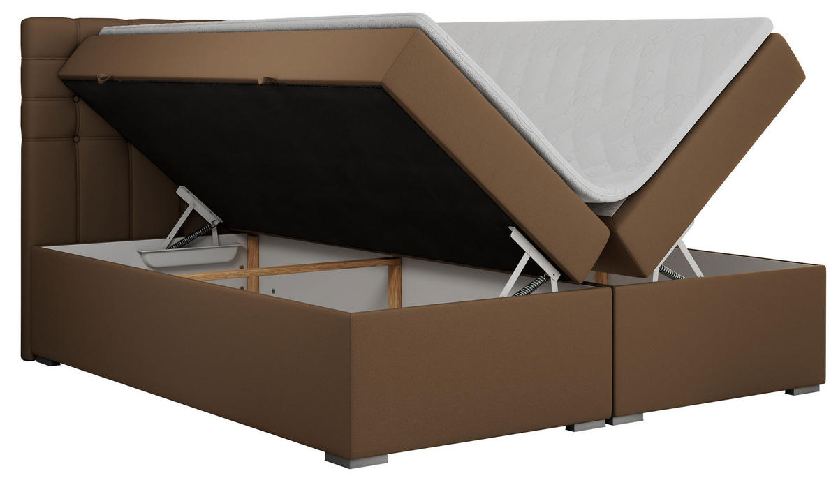 BOXBETT SUSAN 200/200 Braun Kunstleder - H4 - Braun, Holz/Textil (200/200cm) - MKS
