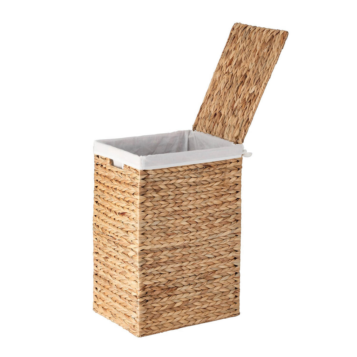WASCHESAMMLER mit Deckel aus Wasserhyazinthe 30/60/40 cm - Beige, Naturmaterialen (30/60/42cm) - Calicosy