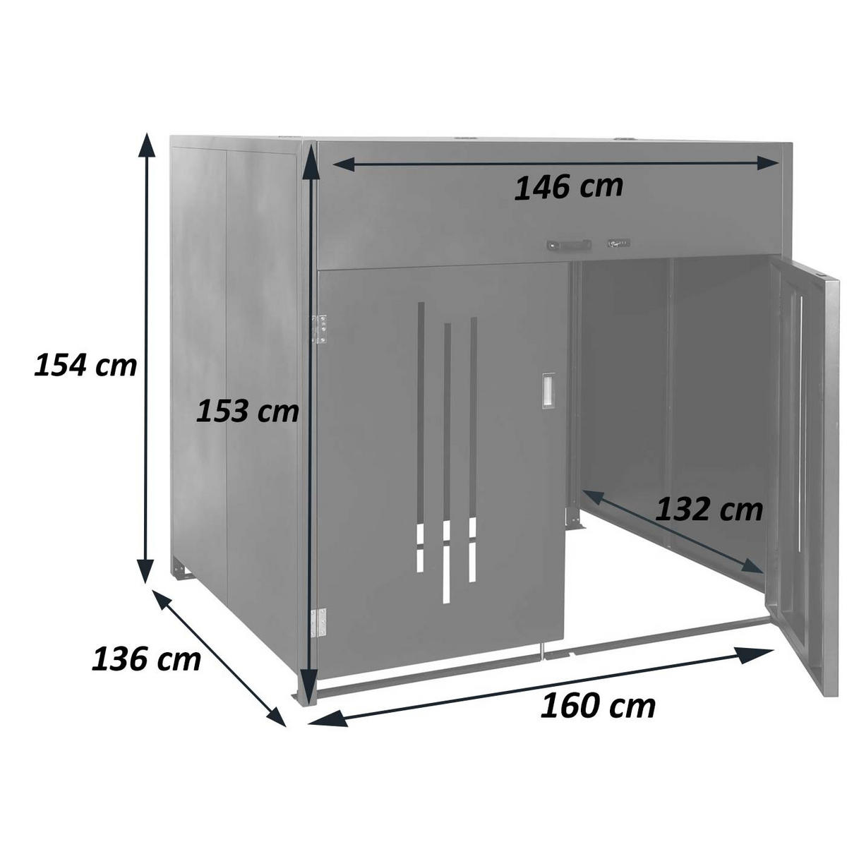 MÜLLCONTAINERVERKLEIDUNG Grau - Grau, Metall (160/154/136cm) - MCW