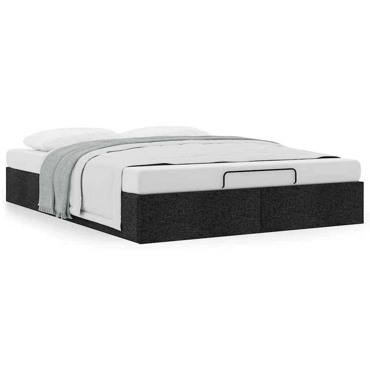 OTTOMAN-BETT Ohne Matratze Schwarz 140/200 Cm Stoff - Schwarz, Holzwerkstoff (140/200cm) - vidaXL