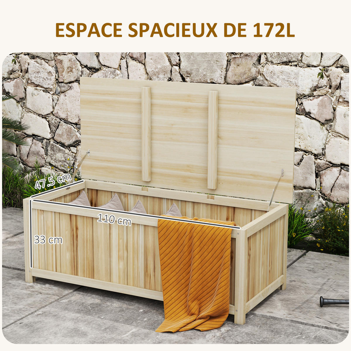 KISSENBOX DE-18674 172 L, Holz Natur - Naturfarben, Holzwerkstoff (55/45/120cm) - ComfortXL