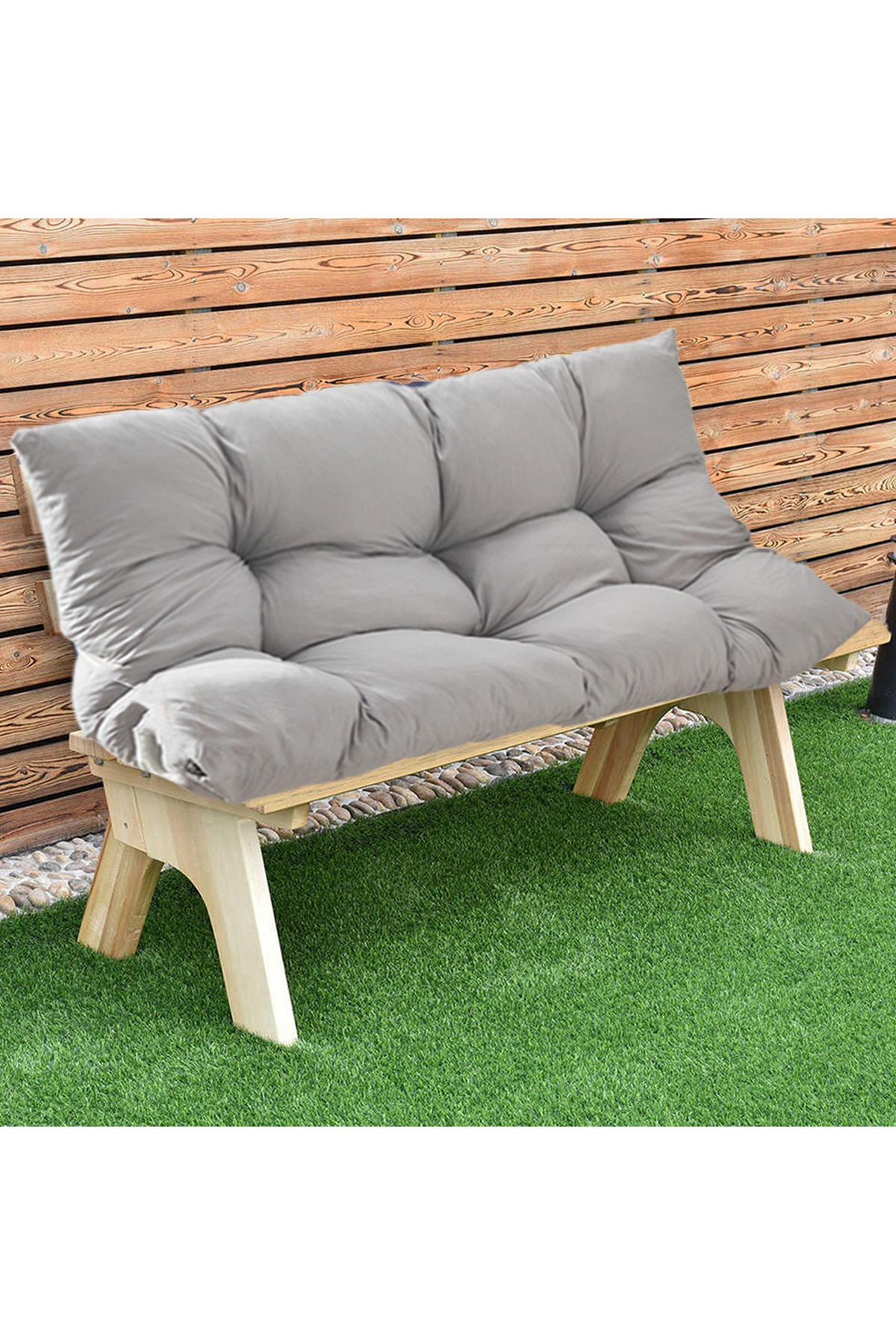 BANKKISSEN Hellgraues rechteckiges getuftetes Komfortabel & Langlebig Gestepptes Design 120 x 80 cm - Grau, Textil (80/120cm) - Livingandhome