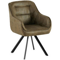 ESSZIMMERSTUHL Lederlook Antik-Grün - Schwarz/Grün, Textil/Metall (57/89/64cm) - CLP