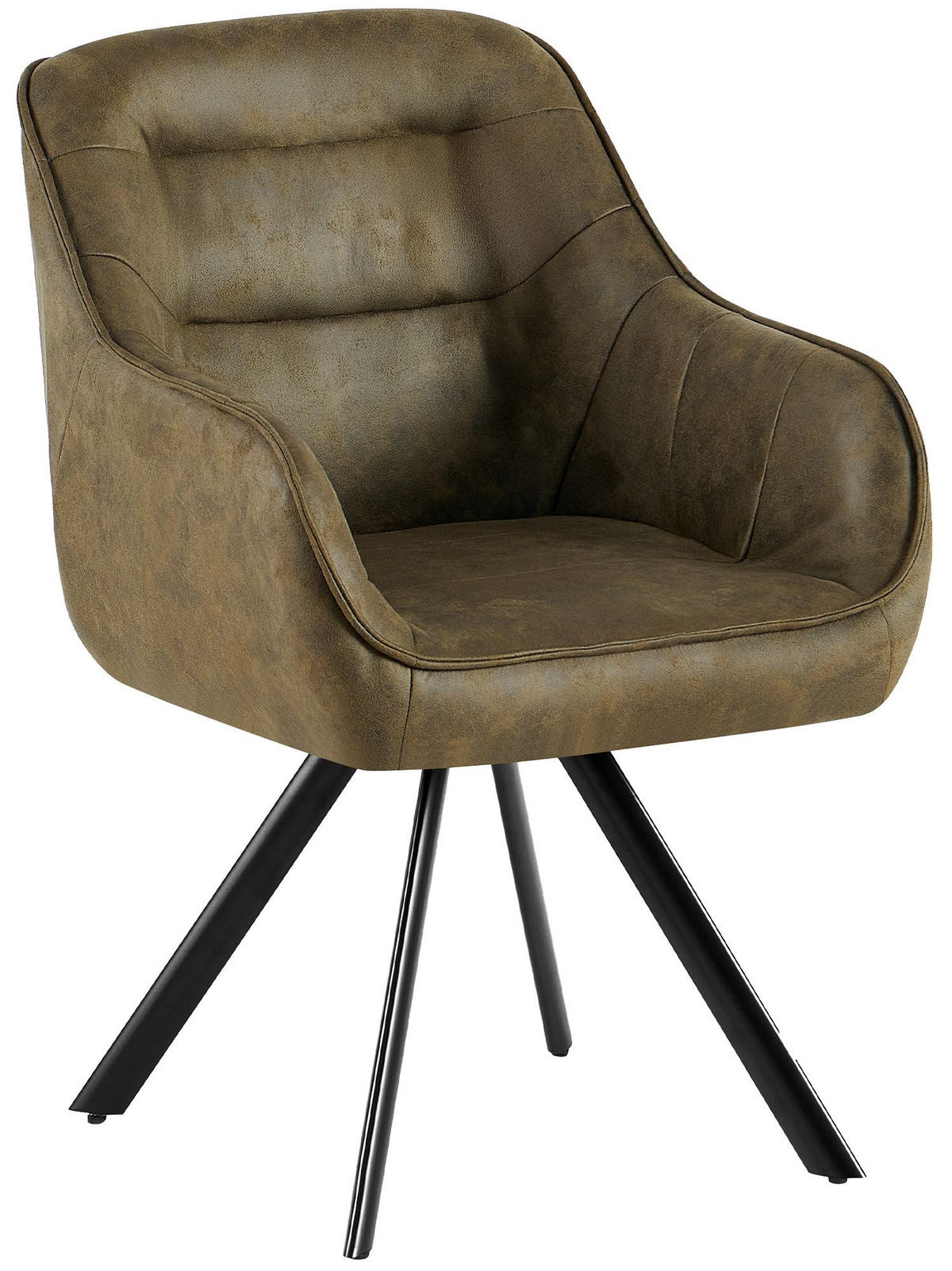 ESSZIMMERSTUHL Lederlook Antik-Grün - Schwarz/Grün, Textil/Metall (57/89/64cm) - CLP