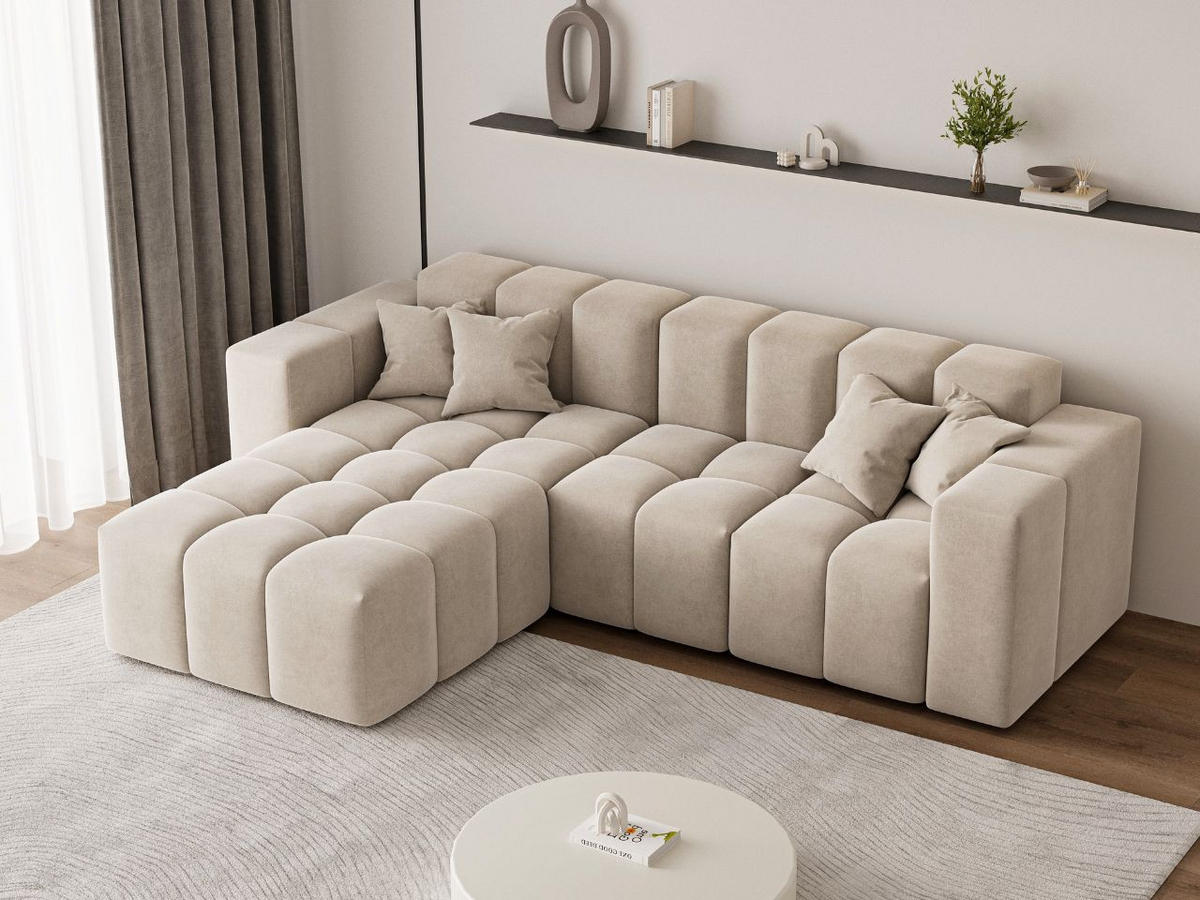 ECKSOFA Loopo Beige Links - Beige, Holz/Textil (265/180cm) - Graingold