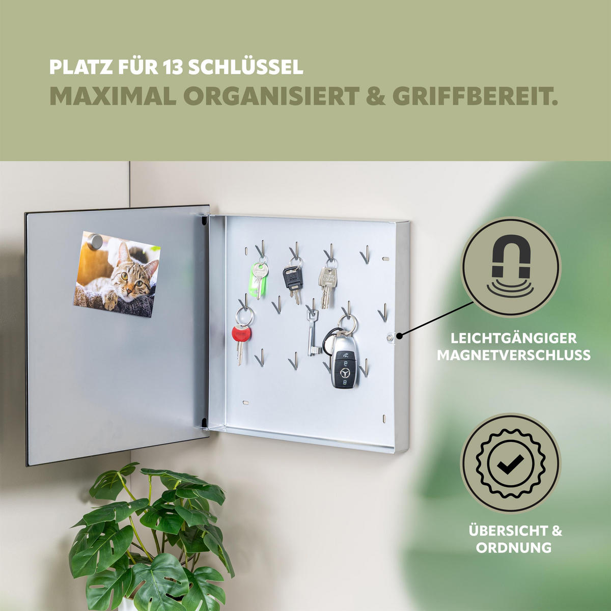 SCHLÜSSELKASTEN, schwarz, Metall - Schwarz, Metall (35/35/5cm) - bremermann