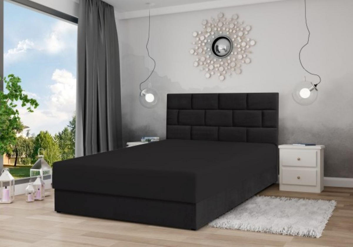 BOXBETT Majorka 120x200 cm mit Bettkasten und Matratze, schwarz - Schwarz, Holz (120/200cm) - Margaret Hadas24