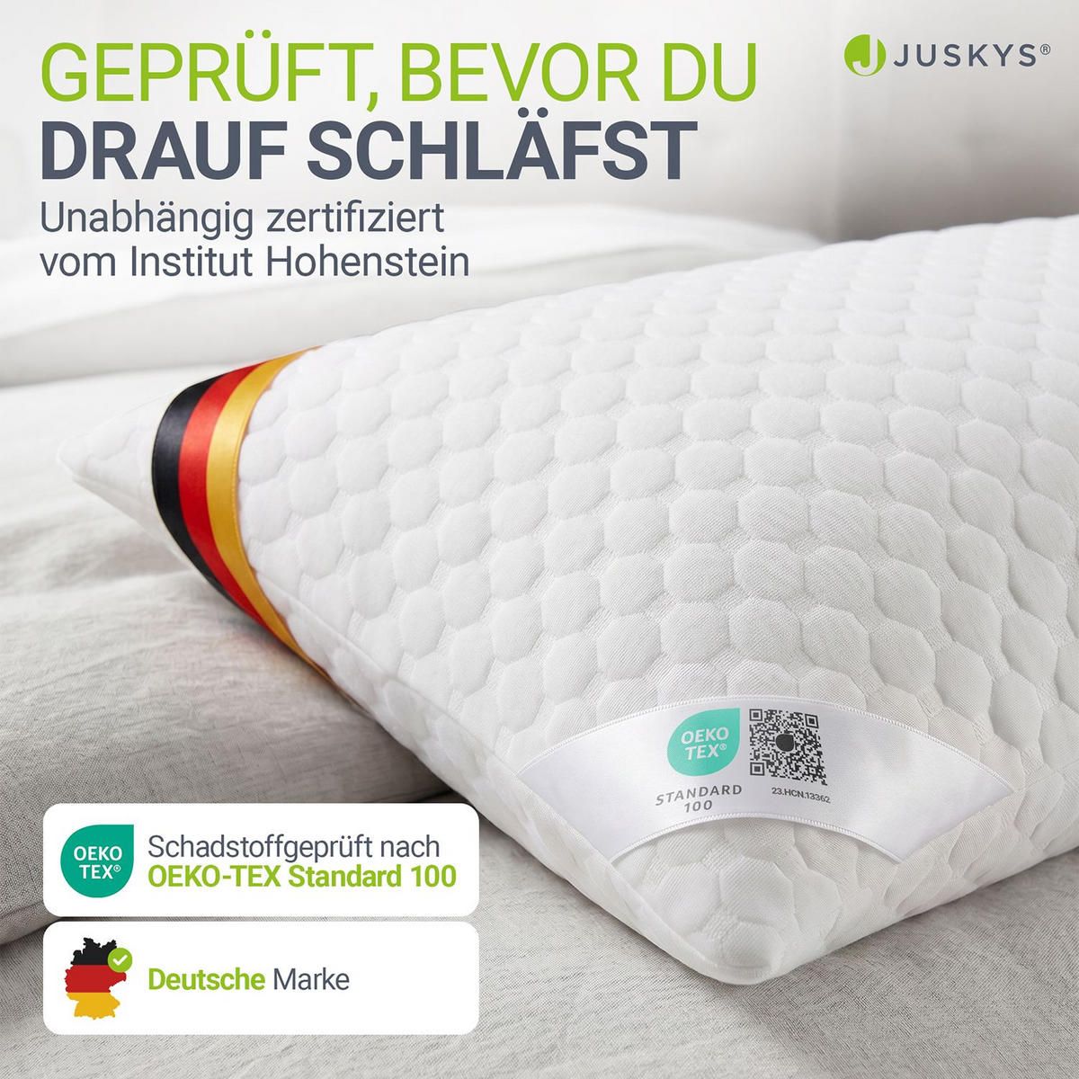 KOPFKISSEN 80x40 cm (2er-Set) - Weiß, Textil (40/80cm) - Juskys