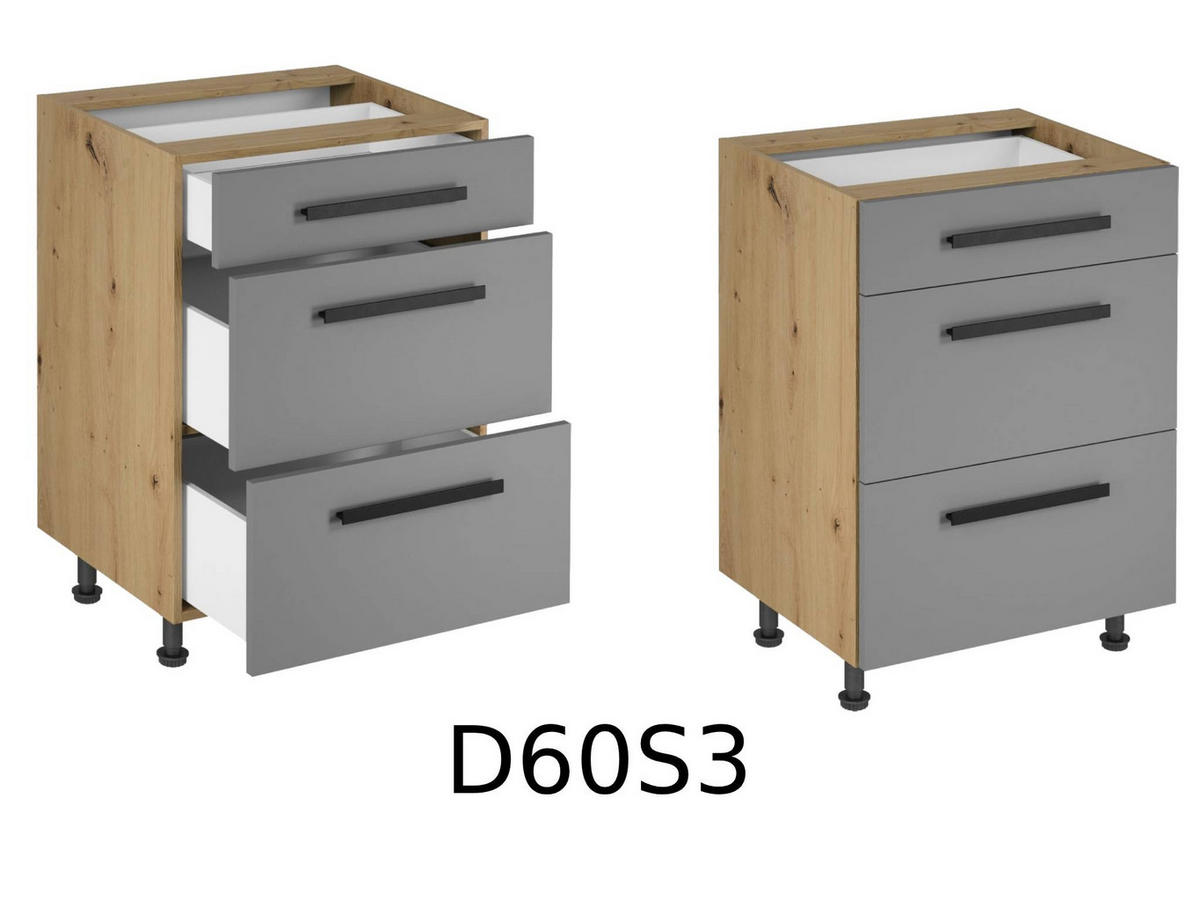 KÜCHENZEILE 340 - Langen KL1-M340 in Beige/Artisan Eiche - Beige/Schwarz, Holz (340/212/58cm)