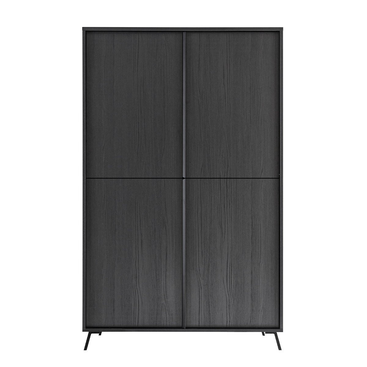 HIGHBOARD mit 4 Türen H174 cm - City - Schwarz, Holzwerkstoff (104/174/40cm) - Calicosy