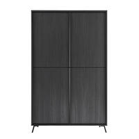 HIGHBOARD mit 4 Türen H174 cm - City - Schwarz, Holzwerkstoff (104/174/40cm) - Calicosy