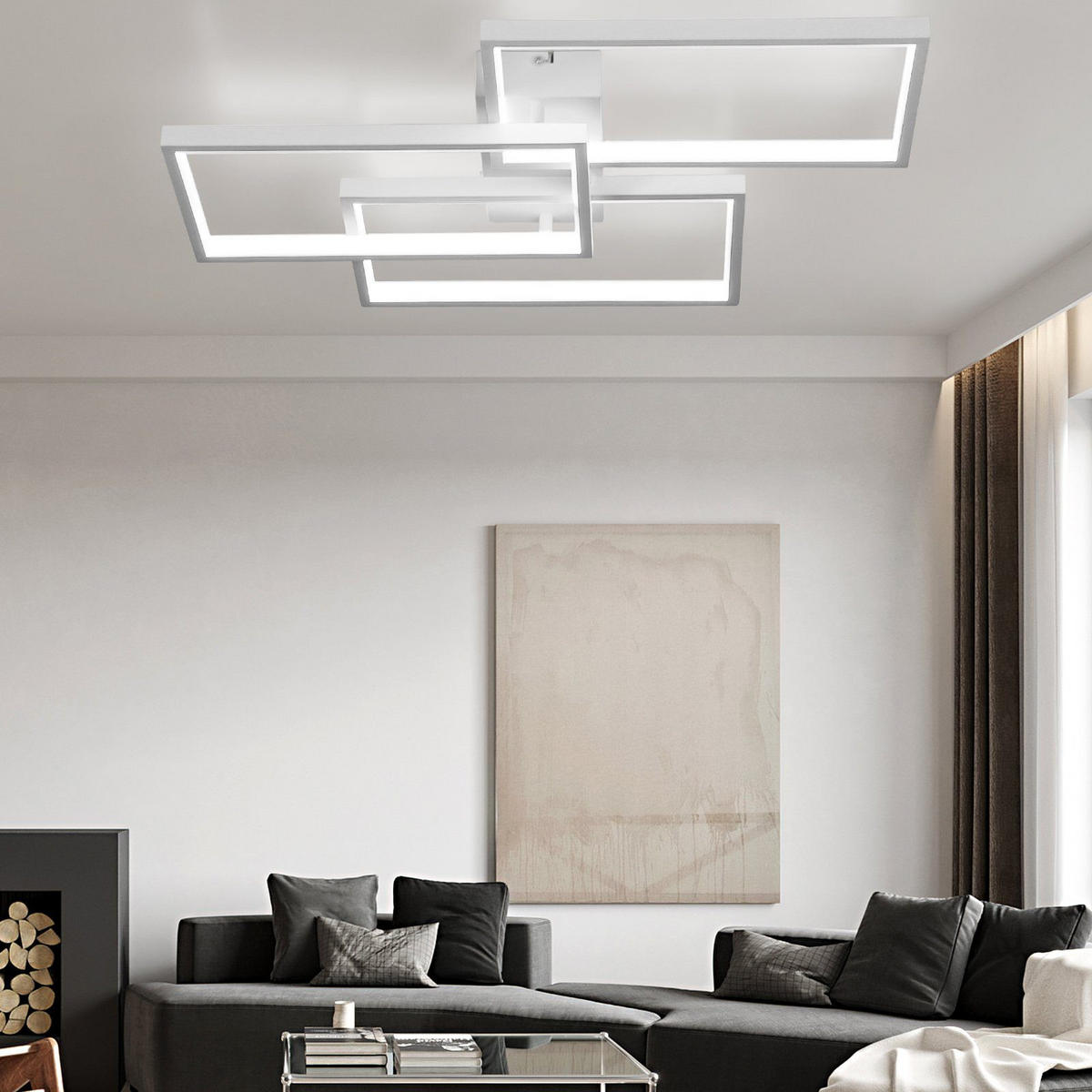 LED-DECKENLEUCHTE Lia 80/54/8 cm - Weiß, Metall (80/54/8cm) - Nettlife