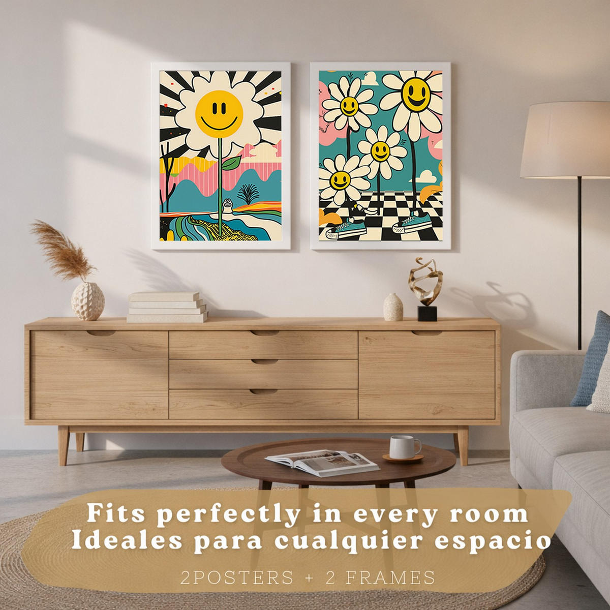 PLAKAT Sada 2 Margarity A3 Bílý rám - bílá, papír (29.7/1/42cm) - Nacnic