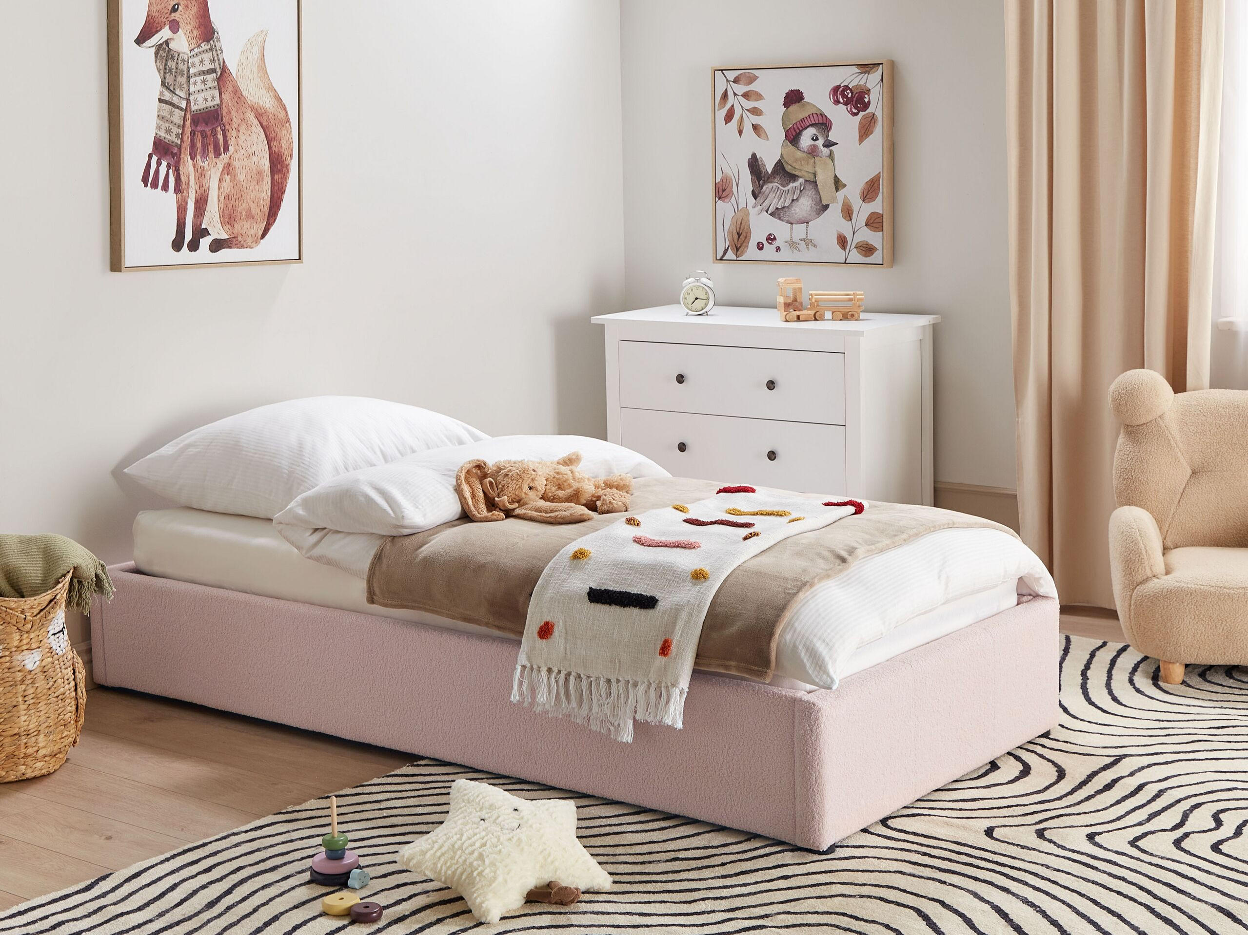 POLSTERBETT Rosa 90/200 cm Dinan - Pink, Holz/Textil (90/200cm) - Beliani