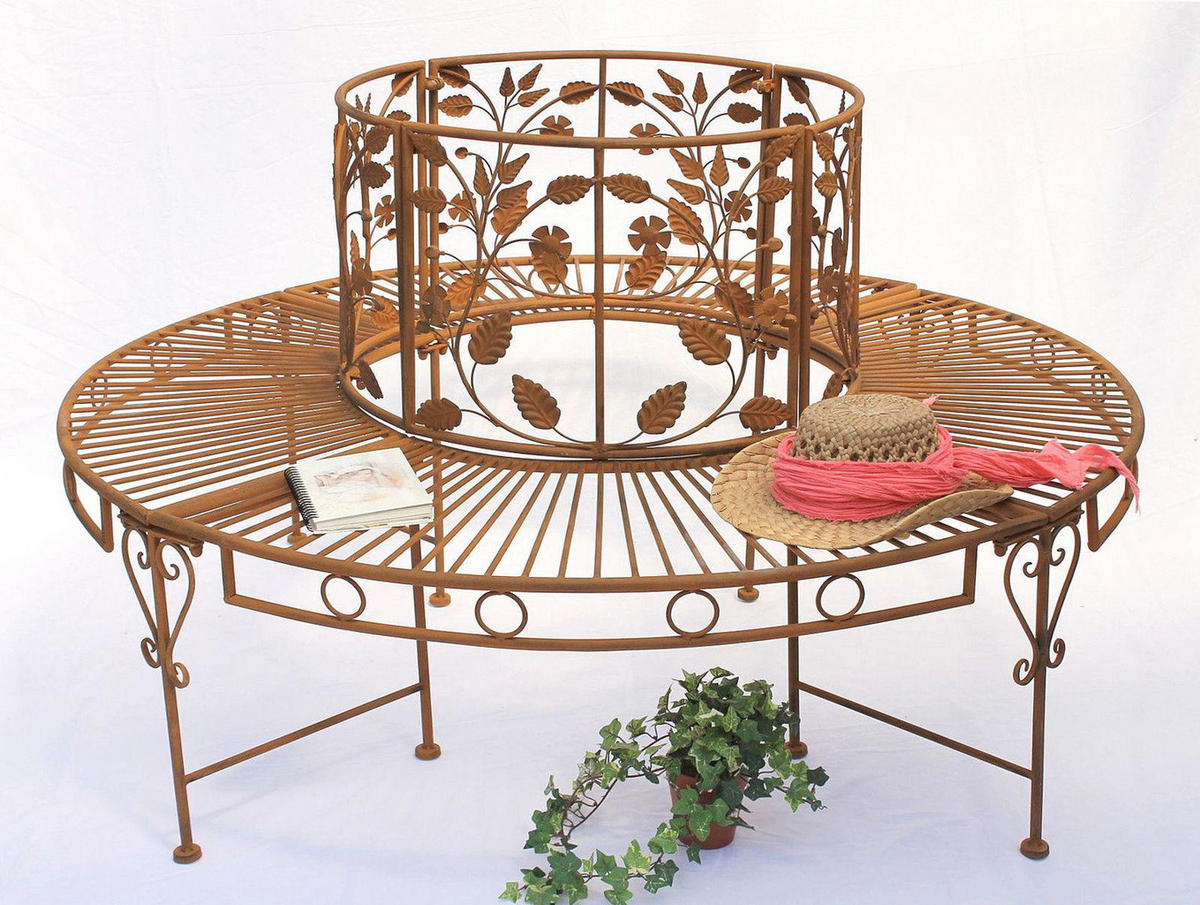 GARTENBANK Rund Metall Braun 140/140/84 cm - Braun, Metall (140/84/140cm) - DanDiBo