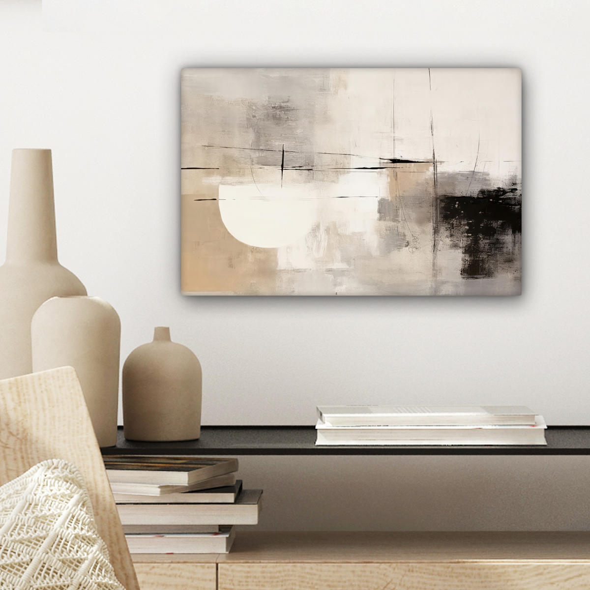 LEINWANDBILD Abstrakt - Kunst - Grau 30x20 cm - Hellgrau, Textil (30/20cm) - MuchoWow