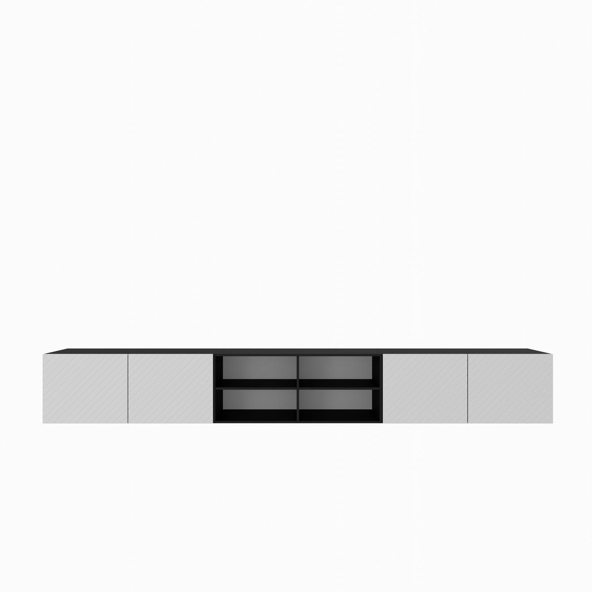 TV-SCHRANK Nicole IV 300 cm, viertürig, schwarz, weiß - Schwarz/Weiß, Kunststoff (300/41/40cm) - Margaret Hadas24