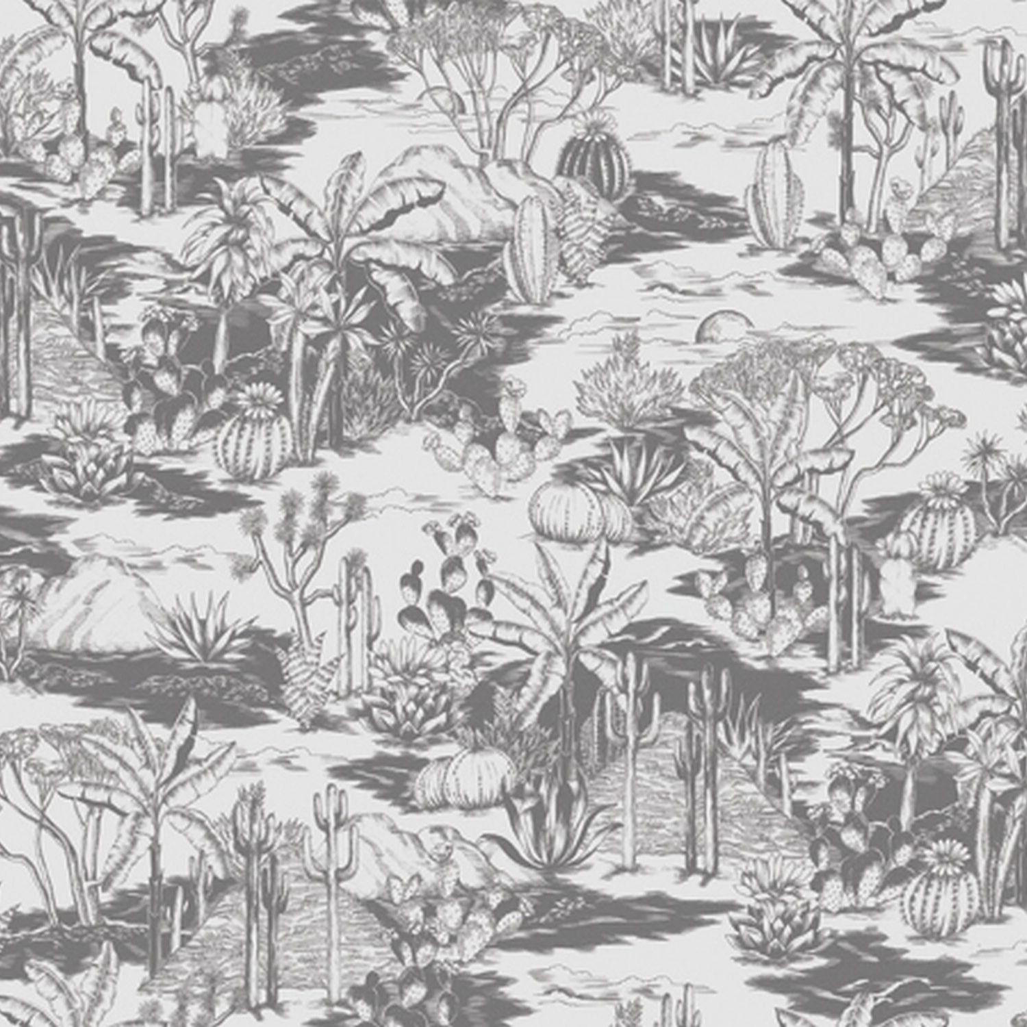 FOTOTAPETE tropische Landschaft mit Palmen 424 x 280 cm - Grau, Papier (424/280cm) - Sanders & Sanders