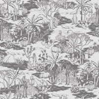 FOTOTAPETE tropische Landschaft mit Palmen 424 x 280 cm - Grau, Papier (424/280cm) - Sanders & Sanders