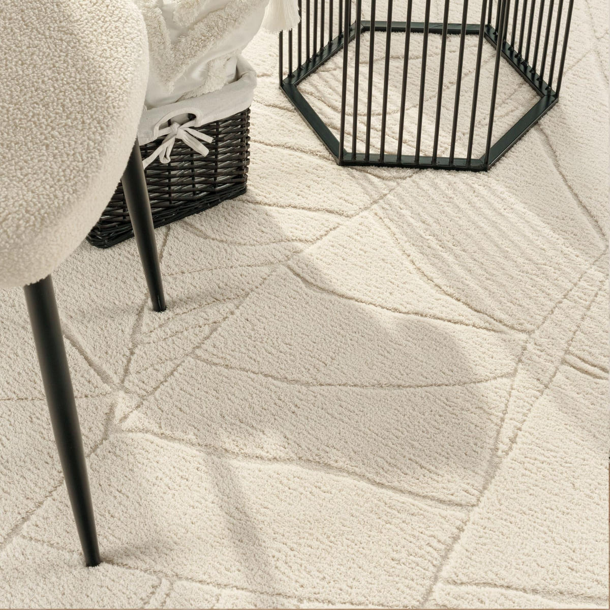 HOCHFLORTEPPICH Creme Ø 160 cm - Creme, Kunststoff (160/160cm) - TT Home